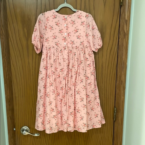 NORDSTROM NWOT Girls Size 8 Floral Print Pink Cotton Lined Dress - Picture 9 of 10